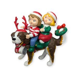Vintage 1994 Campbell's Soup Kids & Saint Bernard Christmas Ornament 4" Tall
